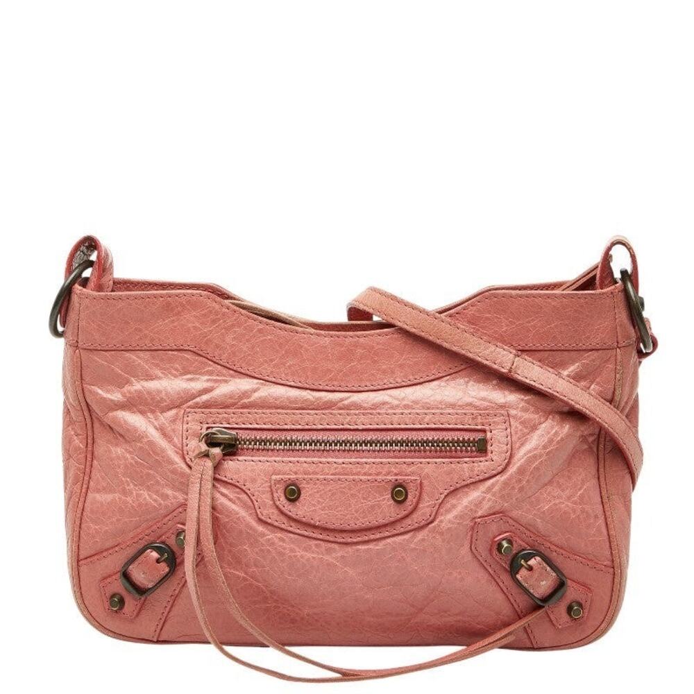 Balenciaga Giant Hip Leather Shoulder Bag Pink